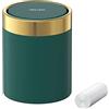 Mbillion Mini pattumiera da 1,5 L con coperchio, piccola pattumiera da scrivania, in metallo, per uso su tavolo, bancone, in acciaio inox, 0,4 l, per salotto, auto, camera da letto, coperchio