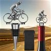 LULLEA Tappo per bottiglia di vino in bicicletta, regalo per ciclisti, regali per la festa del papà, Natale, compleanno, tappo per bottiglia d'argento per vino e champagne con borsa