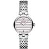 Emporio Armani Orologio da donna, movimento al quarzo a due lancette da 32 mm con cinturino in acciaio, 32 mm, Tono argento con strisce