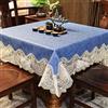 HGJH Tovaglia Lavabile,Tovaglia Di Pizzo Europea Pulibile Blu Semplice Tovaglia Pastorale Copritavolo A Prova Di Perdite Matrimonio Festa Pranzo Banchetto Picnic Cucina Tavolo Decorazione,175Cm×175Cm