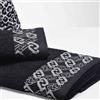 Russo Tessuti Set Bagno Asciugamani Telo Spugna Cotone Liu Jo LIUJO Home Logo LJ Chains Catene-Nero-Viso+ospite