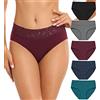 Wealurre Biancheria intima da donna in cotone con cintura in pizzo slip completi da donna a gamba alta mutandine morbide elasticizzate multipack 5, Colore scuro., M