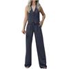 NaLatia Completi da Donna 2 Pezzi Set Gilet con Scollo A V Senza Maniche Pantaloni A Gamba Larga 2 Pezzi Completo Blazer Estate Abbinato