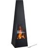 Relaxdays Camino da Giardino e Veranda, con Griglia Integrata, Acciaio, Parascintille e Attizzatoio, Caminetto, Nero, 1 pz