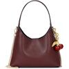 GSenhui Mini borsa a mano da donna Hobo Bag grande borsa a tracolla borsa da donna piccola borsa a tracolla con ciondolo rosso ciliegia per pendolari, Mini vino rosso