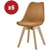 Sedia da pranzo leila mattone con gambe in legno 6 pezzi