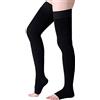 WALLFIRE Calze autoreggenti a coscia alta 23-32 mmHg Supporto antistress per prevenire la vena varicosa (Color : Black, Size : XXL)