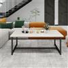 VERFARM Moderno tavolino rettangolare da salotto con struttura in metallo, design industriale, facile da montare, in legno, tavolino da salotto, tavolo da pranzo, 90 x 45 x 42 cm, colore rovere nero