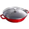 Staub Specialities Wok con coperchio in vetro rotondo - 30 cm, ciliegia