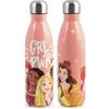 H&H, bottiglia temica, in acciaio inox, decoro Princess, rosa, principesse Disney, tappo ermetico, bpa free, 0,5 lt