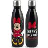 H&H, bottiglia temica, in acciaio inox, Minnie, nera, tappo ermetico, bpa free, 0,5 lt