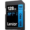 Lexar 800x PRO 128GB Scheda SD, Scheda SDXC UHS-I, Scheda SD3.0 fino a 150MB/s di lettura, Scheda di memoria SD V30, U3, C10 per fotocamera/DSLR di fascia media/videocamera HD (LSD0800P128G-BNNAA)