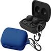 easyBee - Custodia compatibile con Sony LinkBuds WF-L900 [con 2 moschettoni], custodia in silicone liquido, ultra sottile, antiurto, per cuffie Bluetooth, colore: nero e blu