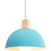 iDEGU Lampada a Sospensione Retrò 20CM LED Lampada a Soffitto in Legna Metallo Moderna Lampadario a Sospensione Stile Scandinavo a Semicerchio Lampada per Soggiorno Sala da Pranzo Camera da Letto(Blu)
