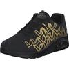 Skechers Uno Golden Heart, Scarpe da Ginnastica Donna, Black Durabuck/Gold Mylar Embroidery, 37.5 EU