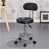 OSKOPWRC Sgabello con rotelle, regolabile in altezza, sgabello da salone con ruote, schienale girevole, sedia per bellezza, tatuaggi, nail tech, seduta in pelle PU per spa, massaggi, ufficio, nero