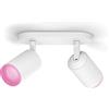 Philips Hue White and Color Ambiance Fugato Faretto Smart, 2 Punti Luce, Orientabili, Bluetooth, Dimmerabile, Attacco GU10, Lampadine Incluse, Bianco