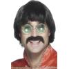 SMIFFYS Baffi e parrucca anni '70, nero, stile corto Halloween