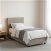 Dmora Letto Singolo Christine, Letto Contenitore con Rivestimento in Ecopelle, 100% Made in Italy, Apertura Frontale, Adatto per Materasso Cm 90x200, Tortora