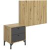DEKIT GRUPO RIMOBEL Greta Testiera Singola con Comodino, Legno, Nordic E Grafite, cama Individual