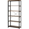 HOMCOM Libreria in Stile Industriale Vintage con 6 Mensole in Legno e Metallo Nero, 80x30x180cm