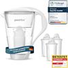 PearlCo Filtro acqua in vetro PearlCo (bianco) con 3 cartucce filtranti Classic - riduzione di calcare, cloro, piombo e rame con caraffa in vetro - compatibile con Brita Classic - Made in EU