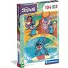 Clementoni - Puzzle per Bambini 104 Pezzi Supercolor, per Bambini 6+ Anni, Illustrazione Disney Stitch, Idea Regalo, Made in Italy, 37,9x26,9 cm, 25042