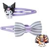 Sanrio NUOVO SET di clip per capelli Sanrio Kuromi - 2 pezzi in plastica ABS stile c...