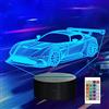 CooPark Auto 3D Night Light, Lampada da corsa sportiva Illusion con 16 telecomando che cambia colore, Vacanze Natale Regali di compleanno per bambini Giocattoli per la casa Regali