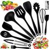 CHUER Utensili da Cucina in Silicone -10 Pezzi, Utensili da Cucina Resistenti al Calore Antiaderenti da Cucina(Spatola, Cucchiaio Scanalato, Forchetta per Pasta, Paletta, Pinza, Frusta, Pennello)