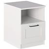 Iconico Home MIK Traditional, Comodino con cassetto e vano a giorno, Camera da letto, Cameretta ragazzi, 40x44,5xh53,5 cm, Bianco