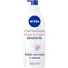 NIVEA Crema Corpo Idratante Rosa & Argan 500 ml, Crema idratante corpo 72h, Crema corpo profumata con Acido Ialuronico Puro e Siero Nutrimento Intenso, Crema corpo idratante pelle secca o normale
