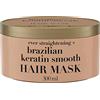 OGX Maschera Capelli Ever Straightening + Brazilian Keratin, Maschera capelli ristrutturante con cheratina per capelli trattamento lisciante, Trattamento capelli danneggiati, crespi e ricci, 300 ml