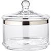 Edzard ciotola in vetro per servire Vigo con coperchio, bicchiere in cristallo soffiato a bocca con bordo in platino, diametro 19 cm, altezza 19 cm