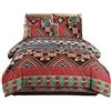 Loussiesd Set copripiumino Boho set di biancheria daking etnico esotico boemia sud-occidentale Boemia a righe copriletto copertura in microfibra azteco biancheria dacon 2 federe per cuscini cerniera colorata..