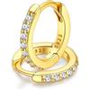 FaithHeart Strass Orecchini Argento S925 8mm Orecchini a Cerchio Oro con Strass Zirconi Orecchini Minimalisti