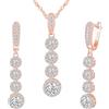 MICMIF Set di Collana e Orecchini Lunghi da Sposa, Parure Gioielli Zircone in Argento 925 per Donna, Orecchini a Goccia con Zirconi Collana con Ciondolo, Gioielli Elegante Catena 45cm