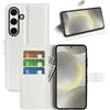 BOCTECH Cover per Samsung Galaxy S24 FE, Custodia a Libro Portafoglio in Pelle PU e Silione Morbido con Porta Carte, Magnetica e Supporto Flip Case Antiurto per Samsung Galaxy S24 FE, Bianco