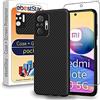 ebestStar - Cover per Xiaomi Redmi Note 10 Pro, Custodia Protezione Carbonio Design, TPU Morbida Antiurto, Nero + Vetro Temperato