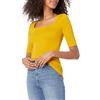 Amazon Essentials T-Shirt Aderente con Scollo Quadrato e Mezze Maniche Donna, Giallo Scuro, M