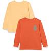 Amazon Essentials T-Shirt a Maniche Lunghe con Polsini a Costine Unisex Bambini e Ragazzi, Pacco da 2, Arancio Melone Serpente/Arancione Chiaro, 11-12 Anni