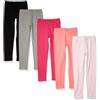 Amazon Essentials Leggings Bambine e Ragazze, Pacco da 5, Grigio Puntinato/Nero/Pesca/Rosa Chiaro/Rosso, 3 Anni