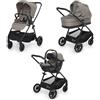 Foppapedretti Trio Divo I-Size, Sistema Modulare Combinato per Bambini, Navicella Passeggino e Seggiolino auto I-Size, Chiusura Self Standing, conforme ECE R129, Maneggevole Compatto Leggero, Nut