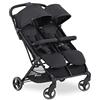 hauck Passeggino Doppio Swift X Duo - Passeggino Gemellare Leggero e Pieghevole con Una Mano, Reclinabile dalla Nascita - Per 2 Bimbi fino a 15 kg ciascuno, Cesto Fino a 3 kg Ciascuno - Nero