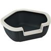 Ferplast Lettiera Gatto, Toilette per Gatti Aperta, con Bordi Alti Ingresso ribassato, 57,5 x 51,5 x h 22 cm, DAMA Lettiera Angolare, Nero