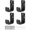 QWORK 4 ganci da parete in acciaio nero molto resistenti, ganci a J per appendere cavi, fili e attrezzature sportive (5,5 x 4 cm)