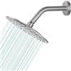 AULEEND Docce Fisso Rotondo Soffione Doccia a Pioggia in Acciaio Inox Soffione Doccia a Pioggia con Getti In Silicone Anticalcare 304 Acciaio Inox Ultra Sottile (Argento, 20 cm)