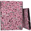 Grafoplás Grafoplas - Cartella a 3 fogli, in cartone foderato, copertina rigida, formato foglio, design I Love You, Bits&Bobs Pop Up Design, Plastificato Soft, Morbido al Tatto, Certificato FSC, ideale come