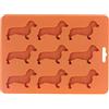 Fdit Stampo Ghiaccio Silicone Forma Cane con Coperchio, 9 Cubetti Grandi Senza BPA, Multiuso per Ghiaccio, Cioccolato, Candele, Yogurt