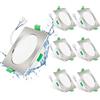 ALUSSO LIGHTING Downlight LED Dimmerabili 7W Slim Faretti da incasso a soffitto IP44 per cucina bagno, 3000K caldo 4000K neutro 5700K freddo regolabile, ritaglio 67mm-75mm, nichel quadrato, confezione da 6